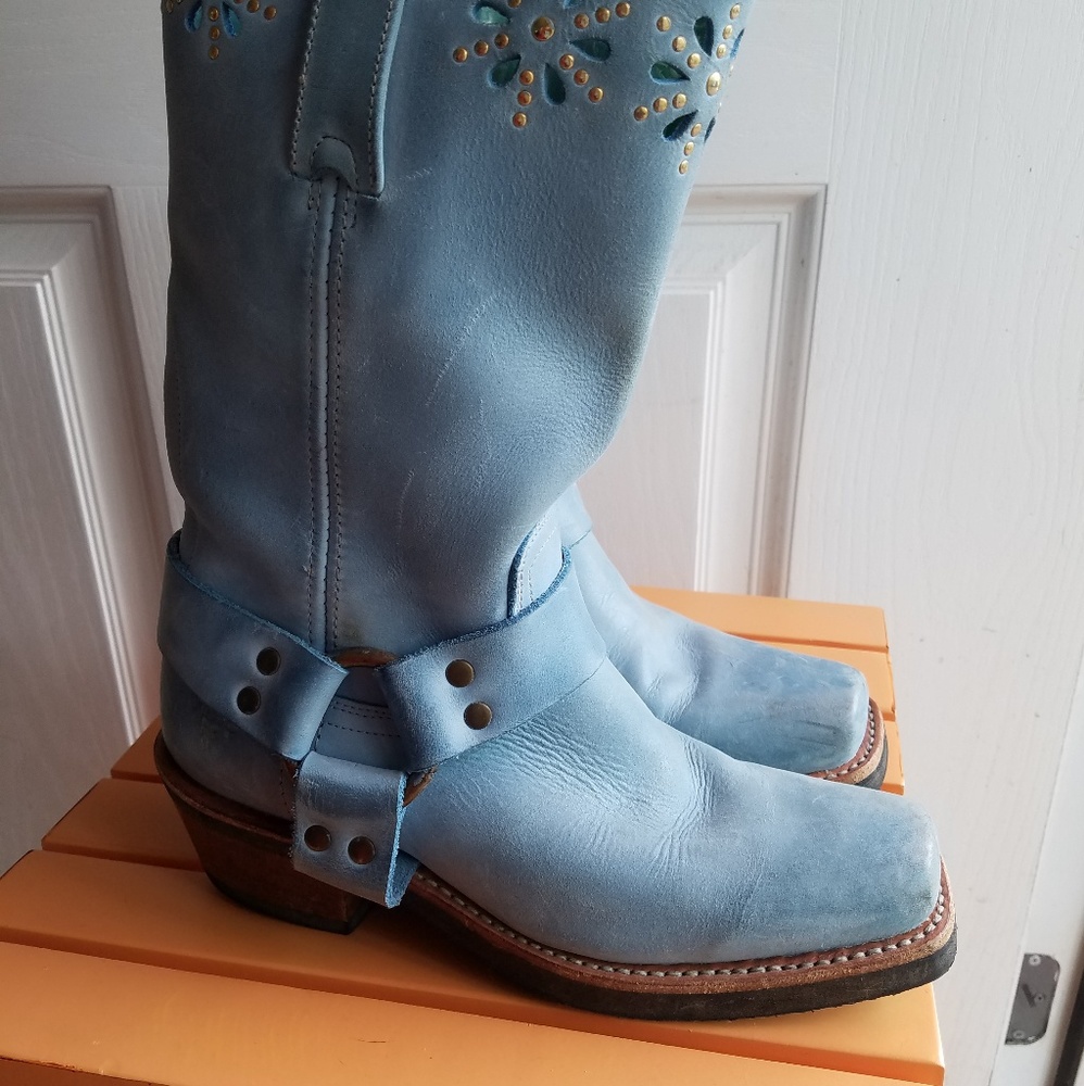 Powder Blue Frye Boots Size 6